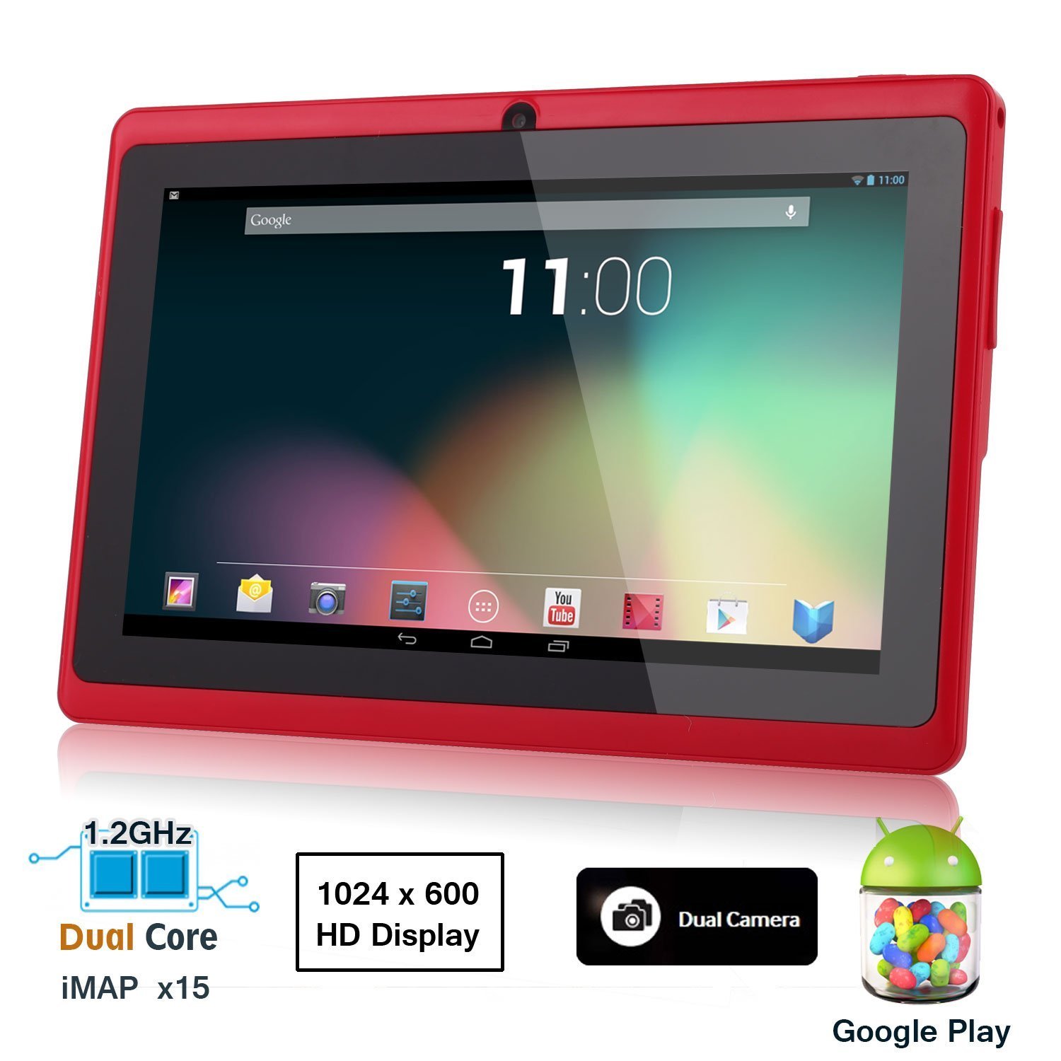 Dragon Touch&Acirc;&reg; 7'' Red Dual Core Y88 Google Android 4.1 Tablet PC
