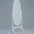 Oval Pedestal Floor Bedroom Bathroom Girls Mirror White Finish Makeup