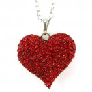 Red Heart Valentine's Pendant Necklace Charm Rhinestones Women Fashion Jewelry