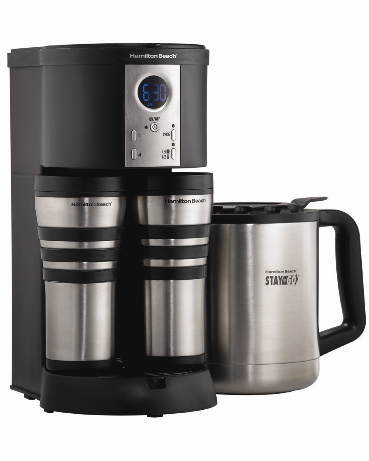 Digital Thermal Coffeemaker Split Brew Cone Baskets Paper Filters Can Accommodate Wire Baskets
