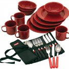 Outdoor Camping Speckled Enamelware Dining Kit (Red) Knives Spoons Forks New