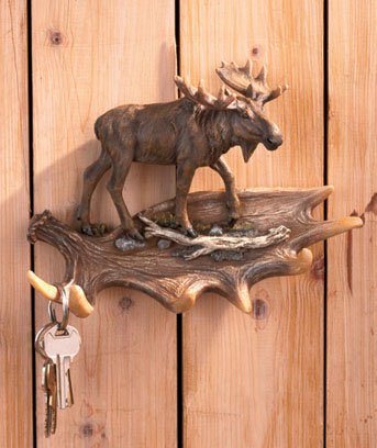 Moose w/ Antlers  Wall Hook Keys Hat Jacket Hunter Lodge Cabin Decor