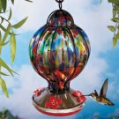 Handblown Glass Hummingbird Feeder Blown Nectar Red Home Garden Green Blue