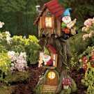Solar Gnome Tree House Yard Décor Statue New