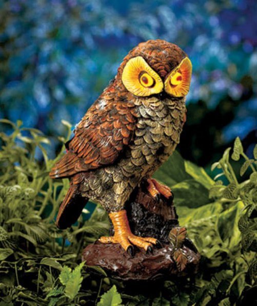 Solar Hooting Owl Motion Light Sensor Brown New Yard Garden Home