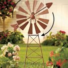 Metal Windmill Yard Art Spinner Stake Outdoor Rustic Copper Sun Dial New