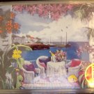 NEW 8'' X 6'' Painted Tile --Tropical Scene Cafe Table