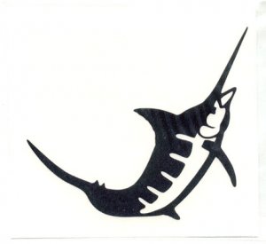 Marlin Single Jumping Vinyl Decal Left Facing Gold