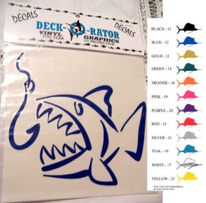 Single Jaws Left Facing Vinyl Decal Blue