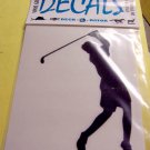Female Golfer Vinyl Decal White Large
