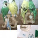 Rare Royal Dux yellow & green Parakeets Birds