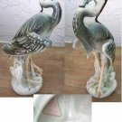 Royal Dux Large Green White Egret with fish in mouth