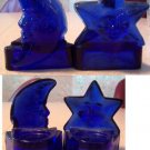 Blue Star and Blue Moon glass tea light candle holders
