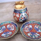 Porcelain lighter and 2 ashtrays made in Japan