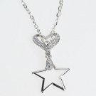 Tear Drop, Heart, Star Silver Plated Pendant Necklace
