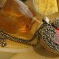 Red Rhinestone Wing Heart Necklace