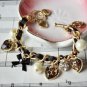 Retro Heart Leopard Bowknot Rhinestone Crystal Pearl Bangle Bracelet