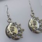 Handmade Tibetan Silver Crescent Moon Sun Face Earrings Wicca Pagen