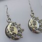 Handmade Tibetan Silver Crescent Moon Sun Face Earrings Wicca Pagen