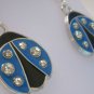 Handmade Enamel Crystal Beetle Earrings