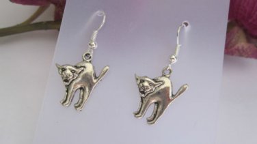 Handmade Tibetan Silver Cat Leopard Earrings Gothic Pagan Wicca Jewellery