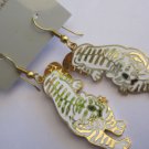 Genuine Vintage White Cloisonne Tiger Earrings