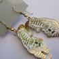 Genuine Vintage White Cloisonne Tiger Earrings