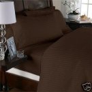 1000TC STRIPE CHOCOLATE FLAT SHEETS IN QUEEN SIZE - 100% EGYPTIAN COTTON