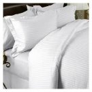 1000TC STRIPE WHITE FITTED SHEET IN QUEEN SIZE - 100% EGYPTIAN COTTON