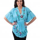 Painted Flower Dashiki (C-WS734) Light Blue