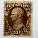U.S. Cat. # O81 - 1873 30c brn, treasury, hard paper