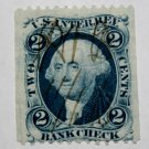 2) U.S. Cat. # R5B -1862-71 2c blue, bank check, part perf.