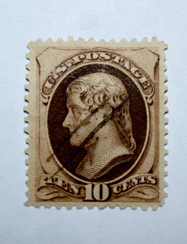 U.S. Cat. # 187 -1879 10c Jefferson, brown