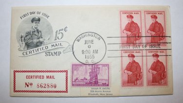 First Day of Issue - 15 cent Certified Mail 1955