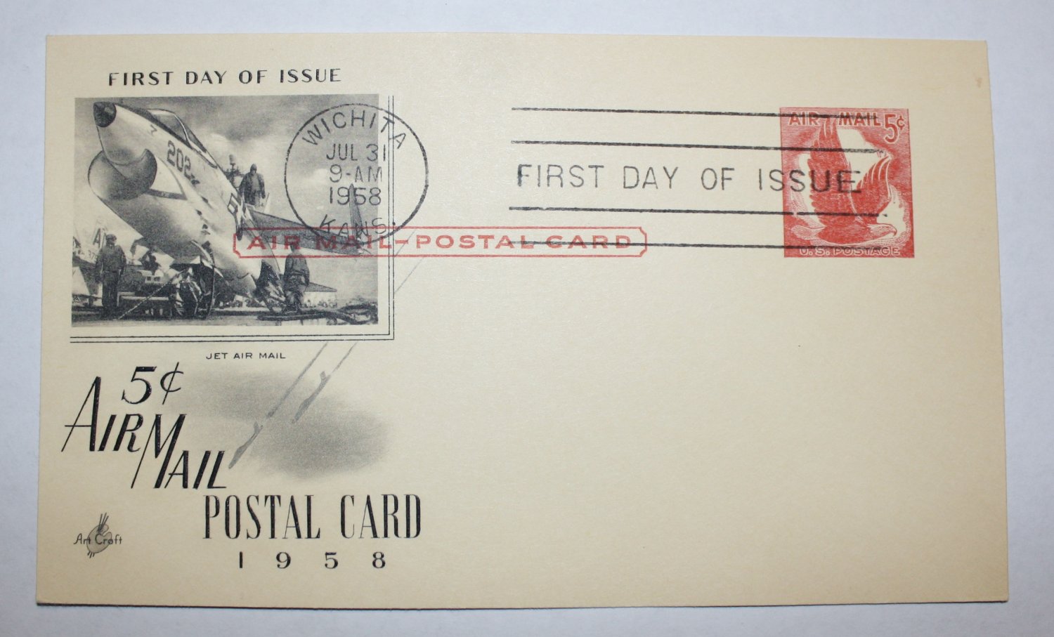 First Day of Issue Air Mail Postcard 1958