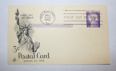 First Day of Issue - 3 cent Postcard 1958