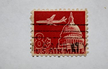 U.S. Cat. # C64 - 1962 8c Plane & Capitol,carmine