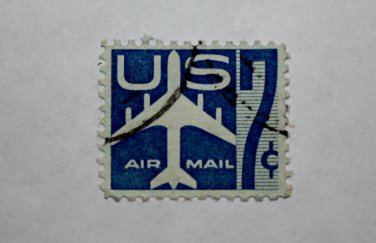 4-U.S. Cat. # C52 - 1958 7c Jet Perf 10H blue