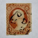 U.S. Cat. # 11 - 1855 3c dull red, T1, imperf
