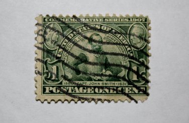 U.S. Cat. # 328 - 1907 1c Capt John Smith, green