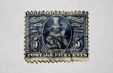 U.S. Cat. # 330 -1907 5c Pocahontas, blue
