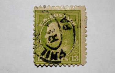 U.S. Cat. # 513 - 1919 13c Franklin, apple green
