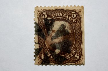 2-U.S. Cat. #76 1863 5 cent Jefferson, brown