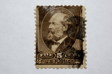 2-U.S. Cat. # 205- 1882 5 cent Garfield, yellow brown