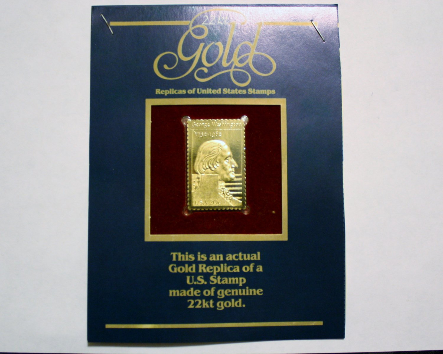 22kt. Gold Replica 1982 Washington 20 cent