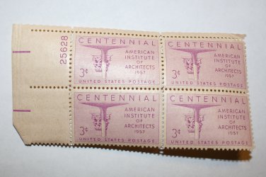 U.S. #1089 - Plate Block - 1957 3c Architects Institute
