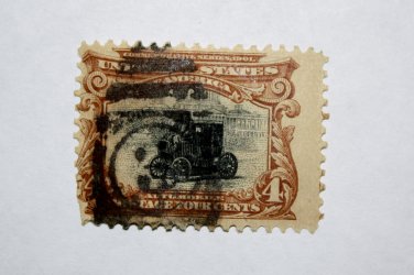 U.S. Cat. # 296 - 1901 4c Automobile deep red/brown/black