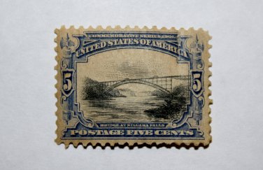 2-U.S. Cat. # 297 - 1901 5c Bridge Niagara Falls