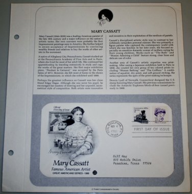 1988 First Day of Issue - Mary Cassatt