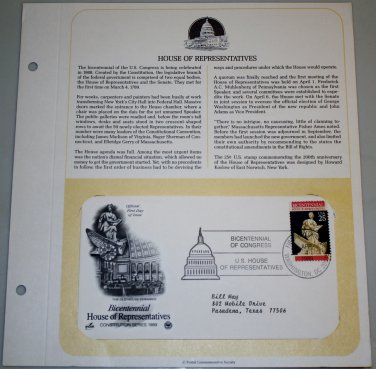 1989 First Day of Issue - House of Representatives